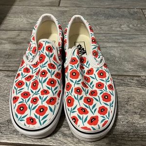 RARE Red flower Blue stem Vans WMNS 8.5